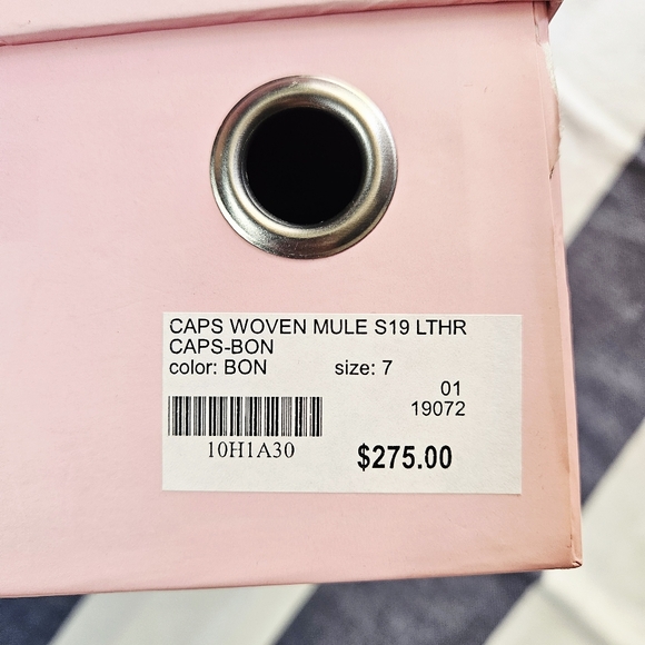 INTENTIONALLY BLANK Taupe Woven Mules With Stacked Heels Size 7 - Picture 13 of 15